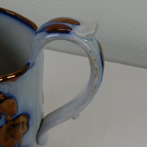Antique Flow Blue Ceramic Copper Luster Commemorative Jug Cambell Havelock FLAW - Picture 8 of 14